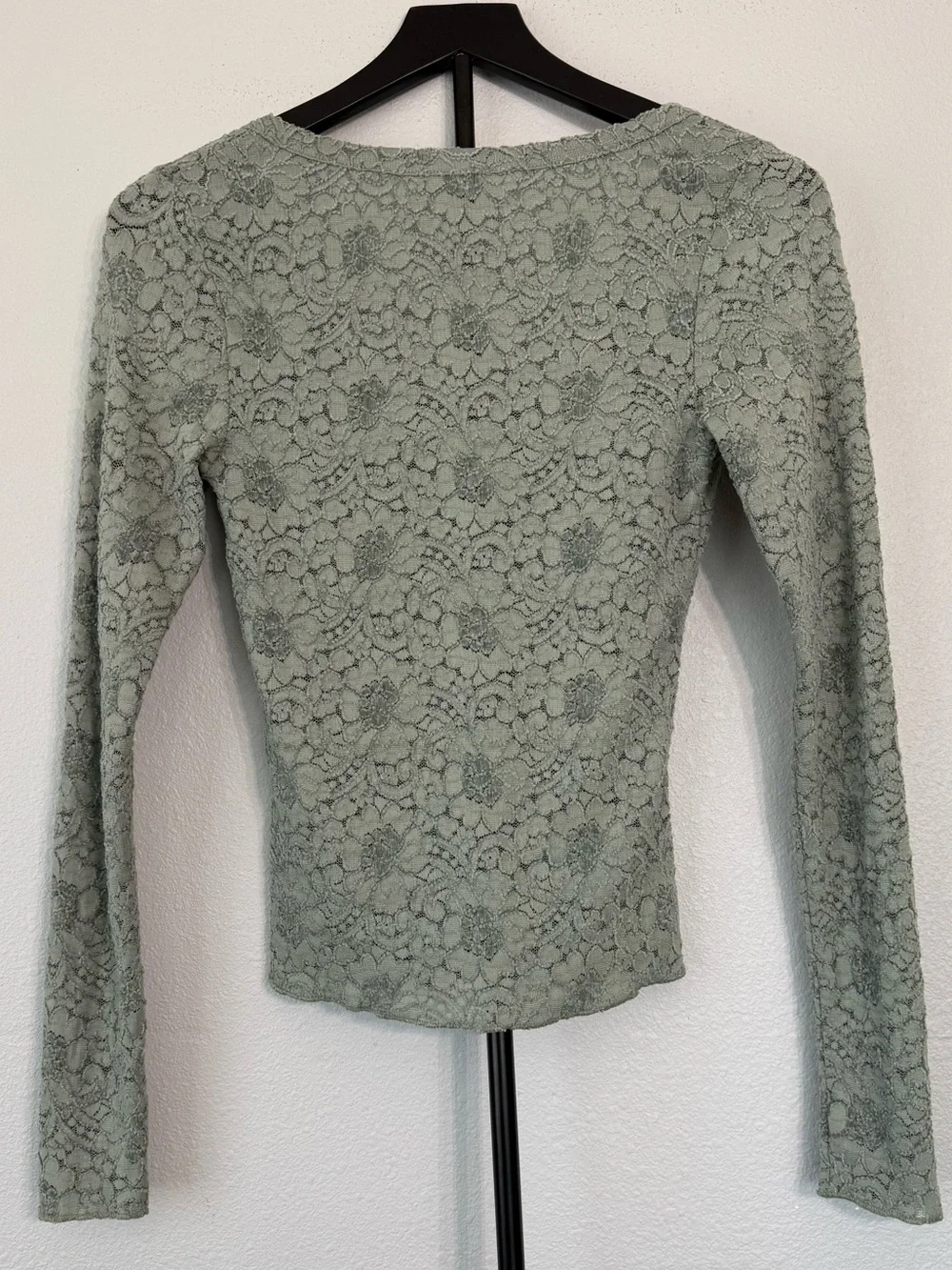 Free People Cloud Ride Notch Long Sleeve Ribbed Top Fitted Women Size XS